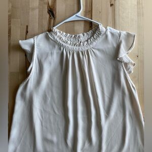 LOFT Cream Ivory Ruffle Blouse Flutter Sleeves Size Large
